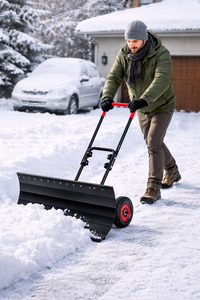 Pousse-neige robuste à lame en acier de 40 po avec roues, pelle à neige à manche réglable pour allée et usage extérieur ODGWTO021 - Product Image 2