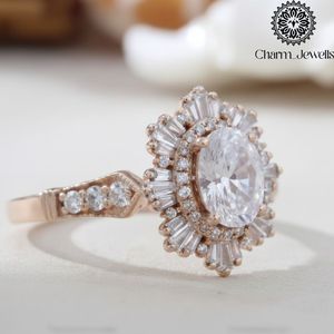 Bague de fiançailles Charm_Jewells en or rose avec moissanite taille coussin, sertissage à griffes en forme de fleur, certifiée IGI, 3 g, style classique pour femme - Product Image 6