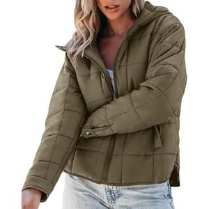 Chaqueta acolchada Reversible para mujer 2025, abrigo ligero acolchado con bolsillos con cremallera, chaqueta hinchada de otoño con capucha a la moda - Product Image 3