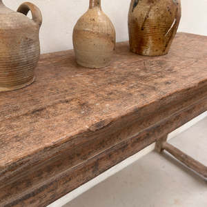 Console d'entrée rustique en bois massif, style Wabi Sabi, étroite, pour couloir, chambre, salle à manger, salon, style ferme - Product Image 5