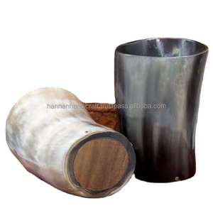Verre en corne de bœuf de qualité supérieure, gravé et orné d'un anneau en laiton, verre à boire double face en corne de bœuf Viking pour les fêtes - Product Image 5