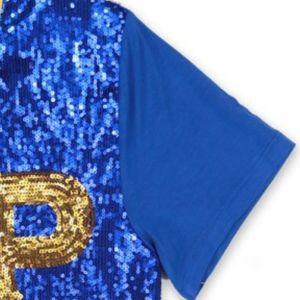 SGR <b>Sequin</b> Tee Royal Blue And Gold Sparkle Shirt Custom Greek Letter Short Sleeve T Shirt Premium Sorority Apparel Fashion <b>Top</b> - Product Image 5