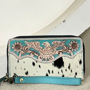 Factory Price Hot Selling <b>Tooled</b> Fur <b>Leather</b> Long Wallet Purse Fashion Women Card Money Phone Wallet Purse For Daily Travel Use - Product Image 4