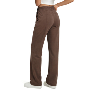 <b>Women's</b> High Waist Wide Leg Fleece <b>Workwear</b> Pants Polyester/Cotton Breathable Full Length Solid Color Elastic Waist Zipper Fly - Product Image 3
