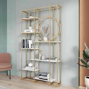 Étagère métallique moderne à 8 niveaux, bibliothèque autoportante au design minimaliste, gain de place, mobilier pour la maison et le bureau - Product Image 1