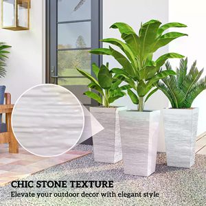 Set di 3 Eleganti Vasi in Plastica dal Design Classico con Drenaggio, Fioriere in Ceramica per Esterni con Fori Decorativi per Hotel - Product Image 5