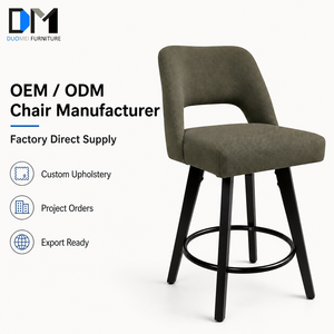 <span class=keywords><strong>Tabouret</strong></span> <span class=keywords><strong>de</strong></span> <span class=keywords><strong>bar</strong></span> pivotant moderne avec revêtement doux au toucher, dossier arqué et structure foncée pour comptoir <span class=keywords><strong>de</strong></span> café – Vente en gros - Product Image 1