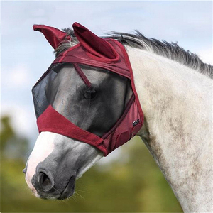 Luxury Horse Ear Bonnet Horse <b>Fly</b> Mesh <b>Net</b> With Ear Cover Blue And White Protective Veil For Equestrian Use - Product Image 2