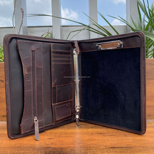 แฟ้มหนังแท้ขนาด A4สำหรับจัดเก็บเอกสาร, แฟ้มกระเป๋าจัดระเบียบธุรกิจมีซิปทนทานสำหรับจัดเก็บเอกสาร - Product Image 6