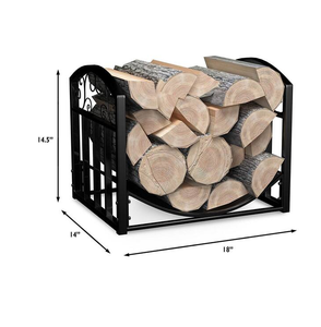 Decorative Fireplace Wood <b>Log</b> <b>Holder</b> 18x14x14.5 Inch Powder Coated Firewood Storage Rack Rectangle Shape - Product Image 1
