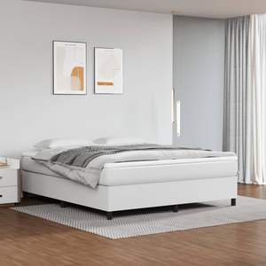 Cadre de lit king-size rembourré en similicuir blanc, en bois d'ingénierie avec base en contreplaqué, lit durable et élégant avec revêtement. - Product Image 1