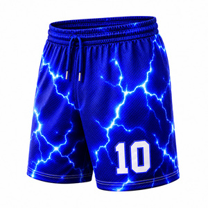 Pantalones Cortos de Baloncesto para Hombre con Gráfico de Rayo, Malla Transpirable, 100% Poliéster, Secado Rápido, Bolsillos Deportivos, Cintura Elástica con Cordón Ajustable - Product Image 3