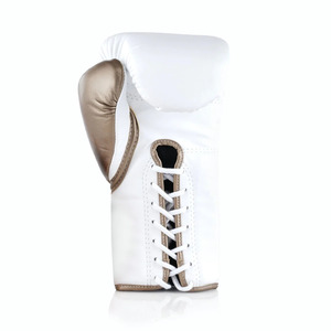 Gants de boxe en cuir blanc à lacets pour adultes, équipement d'entraînement respirant - Product Image 2