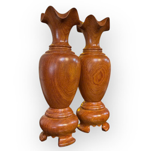 Par de Jarrones Decorativos Modernos y Sencillos Hechos de Madera de Huong, Ideales para Exhibir y Decorar la Sala de Estar - Product Image 5