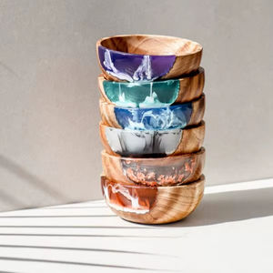 Tazón de Sopa Hecho a Mano con Resina de Color Personalizada, Tazón de Sopa de Madera y Resina de la Mejor Calidad, Tazón Pequeño Decorativo de Madera para Alimentos - Product Image 1