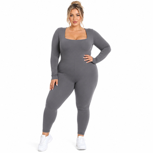 Combinaison moulante respirante amincissante pour femme, grande taille, col carré, manches longues, pour le sport, le yoga et le fitness - Product Image 2