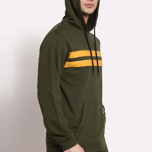 Sweat-shirt à capuche rayé olive pour homme, pull décontracté, streetwear, mode d'hiver - Product Image 5