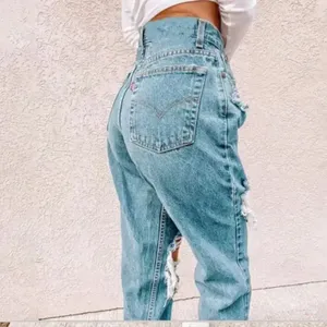 Jeans de mezclilla de alta calidad para mujer, talla grande, ajustados, casuales, de cintura media, lavados, de verano, a la moda, desgastados - Product Image 4