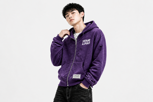 Sudadera con capucha y cremallera para hombre, personalizada, vintage, lavada, desgastada, oversize, con lavado ácido, estilo streetwear, con etiqueta tejida 2026 - Product Image 3