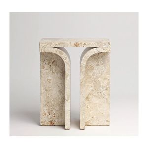 Latest White Marble Side <b>Table</b> Sculptural Stone Accent Furniture For Home Hotel Decor Export Bulk Order Use Sale Premium Modern - Product Image 4