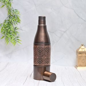 Bouteille d'eau en cuivre noir avec verre, design unique, cadeau idéal, bouteille en cuivre avec verre - Product Image 2