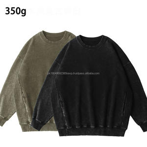 Sudadera con Capucha Extra Grande de Cuello Redondo, Lavada Vintage, 100% Algodón, 350 GSM, de Alta Calidad, con Logotipo Personalizado Impreso, Suministro ODM, Temporada de Otoño, Talla XL - Product Image 1