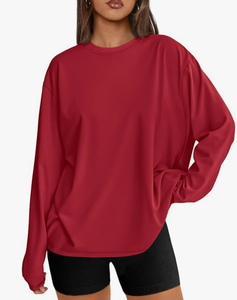 Camiseta de Yoga Oversize de Manga Larga para Mujer 2026, Cuello Redondo Básico, Ropa Casual de Entrenamiento con Tops de Otoño, Ropa Casual Y2K - Product Image 4