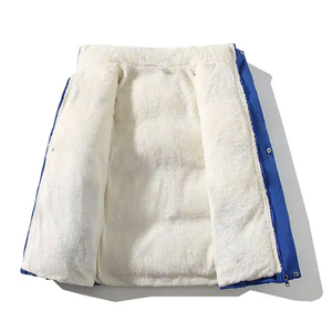 Canvas Stand Collar Front Logo <b>Thick</b> <b>Fleece</b> Winter Outdoor Men's Plus Size Puffer <b>Jacket</b> High Quality - Product Image 4