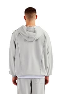 เสื้อฮู้ดดี้ผู้ชายคุณภาพสูง ผ้าฝ้ายเฟรนช์เทอร์รี่ 100% ทรงโอเวอร์ไซส์ ทรงบ็อกซี่ แบบครอป ซิปแบบสั่งทำพิเศษ ไหล่ตก - Product Image 2