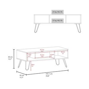 White <b>Coffee</b> <b>Table</b> with 4 <b>Legs</b> and 2 Shelves 15.7\" H Stylish Furniture Accessory - Product Image 6
