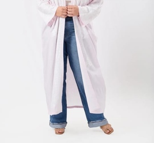 Wholesale New Style Modest Abaya Robe Islamic Clothing Front Open Muslim Women Long Dress Polyester Floral V Neck Long Sleeve - Product Image 4