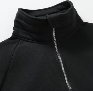 Men's Fashion Raglan Sleeve Half-<b>Zip</b> Open Neckline Autumn/Winter Casual Versatile Regular Sleeve 100% Cotton Fleece Sweatshirt - Product Image 3