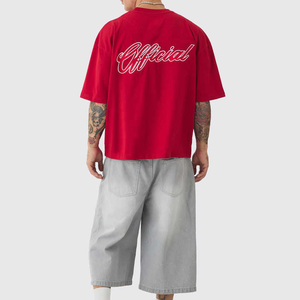 เสื้อยืดผู้ชายทรงปกติ ผ้าฝ้าย 100% น้ำหนัก 220 กรัม สกรีนโลโก้เองได้ สไตล์ฮิปฮอป สตรีทแวร์ ทรงครอป ผ้าหนา พิมพ์ลายกราฟิก - Product Image 5