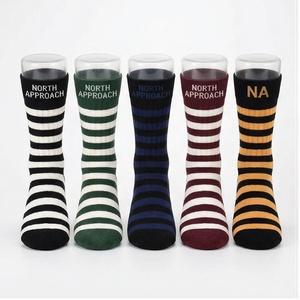 North Approach Crew <b>Socks</b> Striped Cotton Bamboo Fiber <b>Breathable</b> Adult Casual Autumn <b>Socks</b> - Product Image 1
