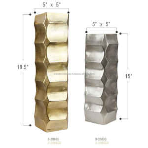 Florero de Metal de aluminio con acabado de plata dorada antigua, jarrón de mesa de hierro con acabado personalizado para decoración del hogar Overseas Wonder - Product Image 6