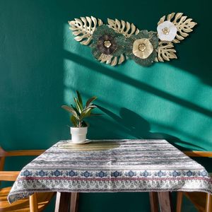 Handcrafted Metal Floral Leaf Wall Art Decor Gold Green <b>White</b> Modern Luxury Wall <b>Hanging</b> Sculpture - Product Image 2