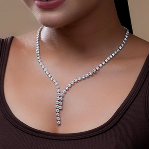 Collar con Diamante Cultivado en Laboratorio en Forma de Y, con Corte Brillante Redondo, Diamantes Certificados VVS2, Joyería Fina Elegante de Oro para Mujer - Product Image 3