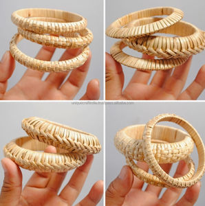 Top Sale Handmade Statement Chunky Wicker Bracelet Wholesale Woven Straw Braid <b>Rattan</b> <b>Crafts</b> - Product Image 1