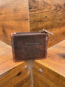 Porte-cartes de crédit en cuir de fourrure de vachette usiné à la main de style occidental Porte-cartes en cuir de bohème à usage quotidien sculpté à motifs floraux Porte-monnaie - Product Image 3