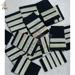 Parches de fieltro OEM plateados de 2 rayas para epaulettes con 1/2/3/4 barras para hombreras de capitán de aerolínea, hechos de materiales duraderos - Product Image 1