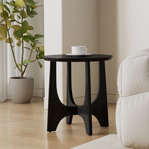 25\" Round Wooden End Table Nightstand for Bedroom Living Room or Reception Versatile <b>Side</b> Table - Product Image 1