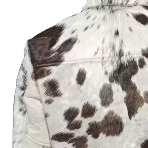 Men's Stylish Cowhide <b>Leather</b> <b>Jacket</b> with <b>Real</b> Hair Unique Cow Skin for Winter Riding for Outdoor Fashion Cowhide <b>Leather</b> <b>Jacket</b> - Product Image 3