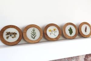 ลูกบิดลิ้นชักไม้โอ๊คพร้อมดอกไม้แห้งเคลือบด้วยอีพ็อกซี่เรซิ่นสำหรับตู้ - Product Image 2