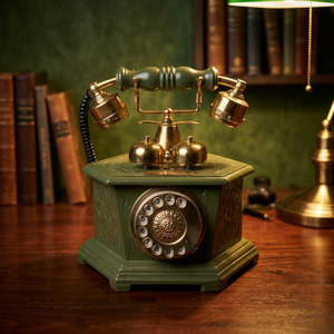 Téléphone rotatif vintage en laiton, téléphone fixe rétro, téléphone de bureau antique noir pour la décoration de la maison ou du bureau - Product Image 4