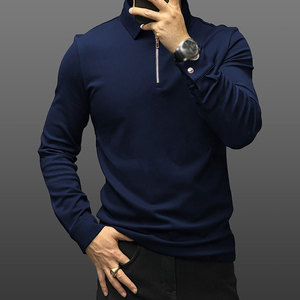 Soft Fabric <b>Men</b> <b>Polo</b> <b>Shirts</b> With Collar And Button Design Casual <b>Long</b> <b>Sleeve</b> Comfortable Fit For Everyday Outfits - Product Image 2