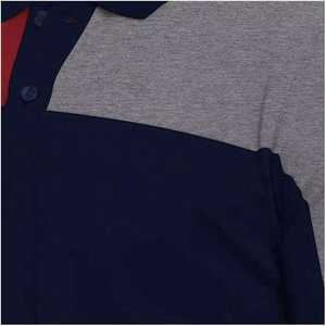 Polo de Manga Corta para Hombre, Tejido, con Bloques de Color, Estilo Casual, Azul Marino, Rojo, Gris, Diseño Sólido, Largo Regular - Product Image 4