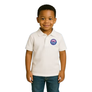 Polo brodé blanc pour garçon, décontracté, à manches courtes, pour l'école, confortable, style de vie, vêtement supérieur - Product Image 1