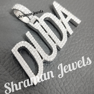 925 <b>Silver</b> Customized Iced Bling Name Script Big Nameplate Hip Hop Pendant <b>Necklace</b> Charm Lab Grown Diamond Jewelry Children's - Product Image 4