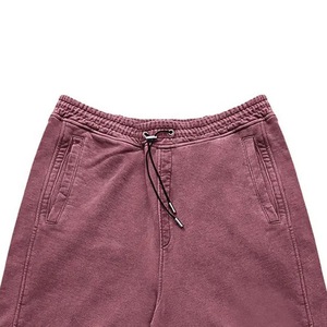 Shorts mi-longs en molleton de coton écologique vintage pour homme, coupe décontractée légère, taille élastique, confortables pour l'été, couleur unie - Product Image 6