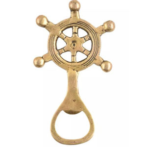 Ouvre-bouteille artisanal de haute qualité en laiton massif, design vintage de roue de bateau marine, outil de bar en métal - Product Image 4